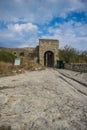 Ruins of medieval cave town Chufut-Kale, gate Orta-Kapu