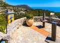 Ruins of medieval fortress in Exotic Botanic Garden Le Jardin de Exotique on top of historic town of Eze in France Royalty Free Stock Photo