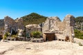 Ruins of medieval fortress castle in Exotic Botanic Garden Le Jardin de Exotique on top of historic town of Eze in France Royalty Free Stock Photo