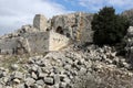 Ruins of the medieval fortress Nimrod Mivtzar Nimrod located in the northern Golan Heights in Israel.