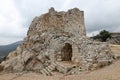 Ruins of the medieval fortress Nimrod Mivtzar Nimrod located in the northern Golan Heights in Israel.