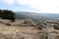 Ruins of the medieval fortress Nimrod Mivtzar Nimrod located in the northern Golan Heights in Israel.