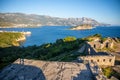 Ruins of medieval fortress Tvrdava Mogren at the shore of Adriatic sea, Montenegro.