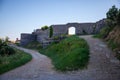 Ruins of medieval fortress Tvrdava Mogren at the shore of Adriatic sea, Montenegro.