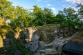 Ruins of a medieval settlement in the rocks. Germany, Saxony