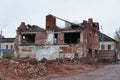 Ruins of the merchant`s house in the centre of the provincial town of Kimry in Tver region