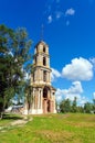Ruins of a 75 meter high bell tower in the style of classicism, Royalty Free Stock Photo