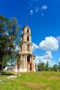 Ruins of a 75 meter high bell tower in the style of classicism,