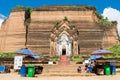 The ruins of Mingun Pahtodawgyi, an incomplete pagoda or monument stupa in Mingun, Myanmar, Burma