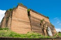 The ruins of Mingun Pahtodawgyi, an incomplete pagoda or monument stupa in Mingun, Myanmar, Burma Royalty Free Stock Photo