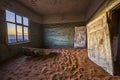 Ruins of the mining town Kolmanskop in the Namib desert near Luderitz in Namibia Royalty Free Stock Photo