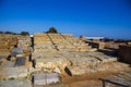 Ruins of the Minoan palace in Malia. Ancient steps. Malia Palace Archaeological Site, Greece, Crete island Royalty Free Stock Photo