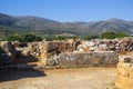 Ruins of the Minoan palace in Malia. Remains of the ancient premises of the palace. Malia Palace Archaeological Site, Greece, Royalty Free Stock Photo