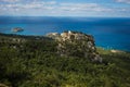 Ruins of Monolithos castle on Rhodes island in Greece Royalty Free Stock Photo