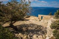 Ruins of Monolithos castle on Rhodes island in Greece Royalty Free Stock Photo