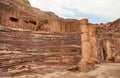 Ruins of Nabataean amphitheatre or open theater in Petra, Jordan Royalty Free Stock Photo