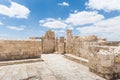 Ruins of the northern church in the Nabataean city of Avdat, located on the incense road in the Judean desert in Israel. It is inc Royalty Free Stock Photo