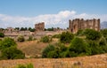 Ruins of Nymphaeum and Bazilika of ancient city Aspendos. Turkey