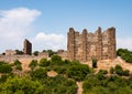 Ruins of Nymphaeum and Bazilika of ancient city Aspendos. Turkey