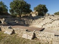 Ruins of Odeon and Bouleuterion in ancient Troy city, Canakkale, Turkey