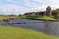 Ruins of Ogmore Castle in Vale of Glamorgan river Royalty Free Stock Photo