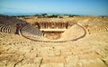 Ruins of old amphitheater, Hierapolis in Pamukkale. Is popular tourist destination in Turkey. Panorama ancient Greco Roman city