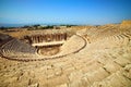 Ruins of old amphitheater, Hierapolis in Pamukkale. Is popular tourist destination in Turkey. Panorama ancient Greco Roman city