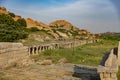 Ruins of old bazaar in front of Krishna Temple in Hampi.