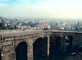 Ruins of old bridge at old town Cita Alta of Bergamo town in Italy Royalty Free Stock Photo