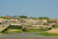 Ruins of old bunkers along river Slack mouth i the North sea