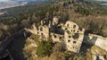 The ruins of the old castle Helfenburk aerial view Royalty Free Stock Photo