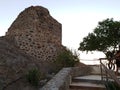 The ruins of the old castle on a hill over the village of Kato Pyrgos in Cyprus Island