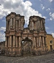 Ruins of old cathedral entrance in Antigua Guatemala.