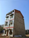 Ruins of demolished apartment in wuhan city