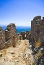 Ruins of old fort in Mystras, Greece Royalty Free Stock Photo