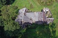 The ruins of old wooden manor, aerial view