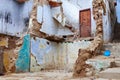 Ruins of old houses of Tetouan Medina quarter in Northern Morocco. A medina is typically walled, with many narrow and maze-like Royalty Free Stock Photo