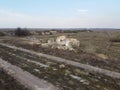 The ruins of an old livestock enterprise, aerial view