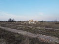 The ruins of an old livestock enterprise, aerial view