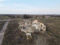 The ruins of an old livestock enterprise, aerial view