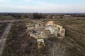 The ruins of an old livestock enterprise, aerial view