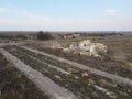 The ruins of an old livestock enterprise, aerial view