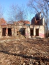 Ruins of an old manor house, ruins of a house, buildings, stone walls and desolation Royalty Free Stock Photo