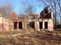 Ruins of an old manor house, ruins of a house, buildings, stone walls and desolation Royalty Free Stock Photo