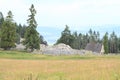 Ruins of old monastery behind meadow in Slovak Paradise Royalty Free Stock Photo