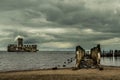 Ruins of Old Torpedownia Hexengrund on Baltic Sea in Babie Doly, Gdynia, Poland Royalty Free Stock Photo