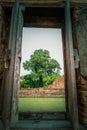 Ruins of old Vihara of Wat Phutthaisawan,Sampao Lom subdistrict, Phra Nakorn Sri Ayutthaya,Thailand.selective focus