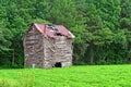 Ruins of Old Wooden Barn on Farmland