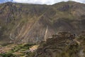 Peruvian mountain landscape with Ruins of Ollantaytambo in Sacred Valley of the Incas in Cusco, Peru