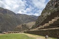 Peruvian mountain landscape with Ruins of Ollantaytambo in Sacred Valley of the Incas in Cusco, Peru